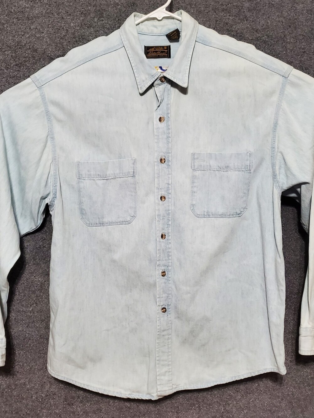 Vtg Eddie Bauer Denim Shirt Mens XL Blue Light Wash USA Made Workwear Cowboy